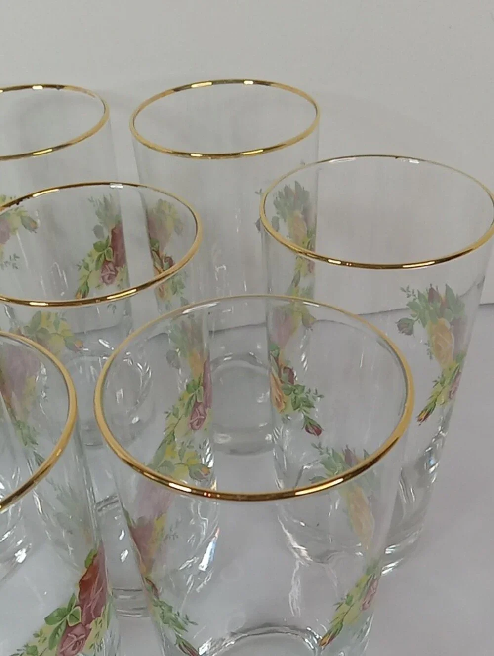 Vintage Royal Albert Gold-Rim Old Country Roses Highball Glasses - Set of 6